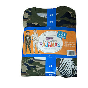 Members Mark Dinosaur Pajama Set Boys 2T Dino Shirt Pants Snug Fit Mix and Match